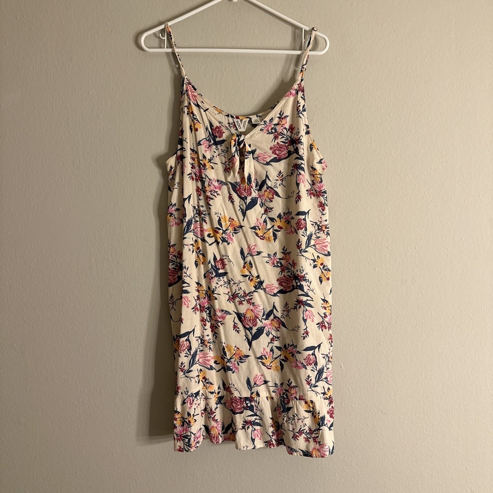 Roxy Large‎ Mini Dress Sunset City Tropical Bird of Paradise Print Embroidered